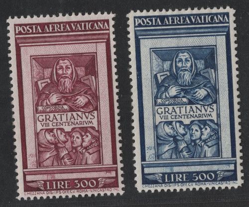 VATICAN 1951 AIR MAIL SCOTT #C20-C21 MINT LIGHTLY HINGED VERY FINE