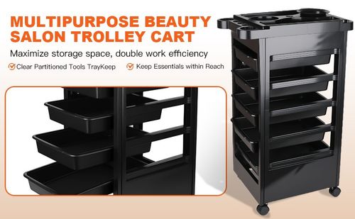 Salon Hairdresser Trolley Beauty Barber Storage Basket Rolling Cart 5 Drawer — image 10
