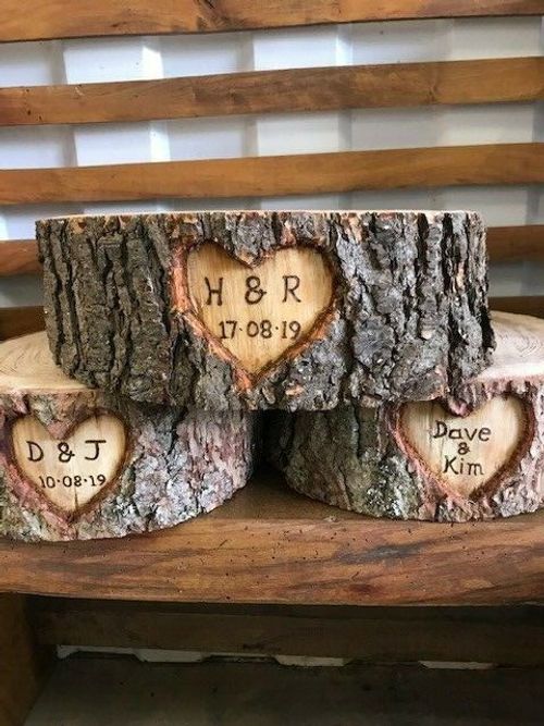 Wooden log cake stand with personalised option, rustic log display cake stand — image 8