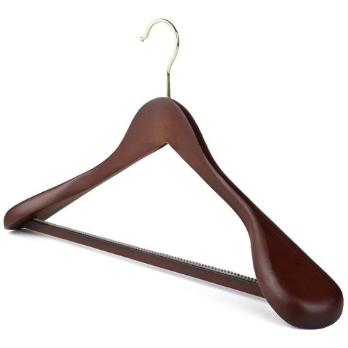 The Hanger Store™ Wooden suit coat hangers, broad ends and non slip trouser bar
