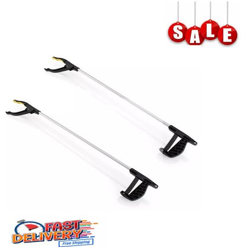 x2 Litter Picker Long Reach Reacher Grabber Helping Hand Held Pick Up Tool Aid