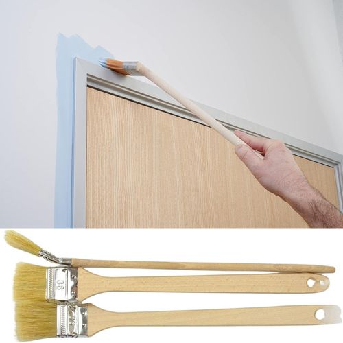 3X Long Handle Angled Paint Brush Set Radiator Wall Ceiling Decorating Brushes — image 7