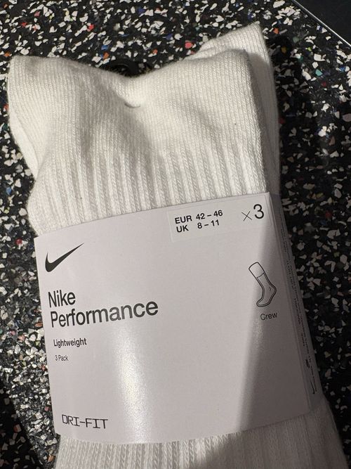 Nike Dri-FIT Lightweight Crew Socks White 3 Pack Men One Cotton Blend 8-11 — image 2