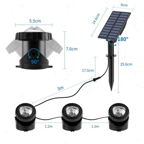 T-SUN 3 IN 1 Solar Pond Lights LED RGB Garden Underwater Fountain Pool Lamp IP68 — image 3
