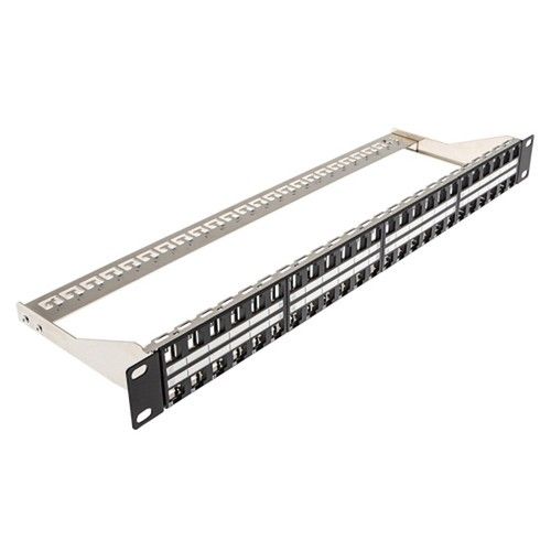 48 Way Port 1U Keystone Patch Panel Cat6 Cat6a Cat5e Fibre + earth wire UNLOADED