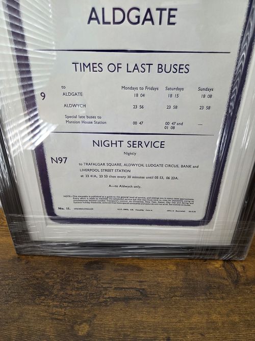 Vintage London Transport Original Piccadilly Circus Bus Route. Framed. 94 x 30cm — image 6