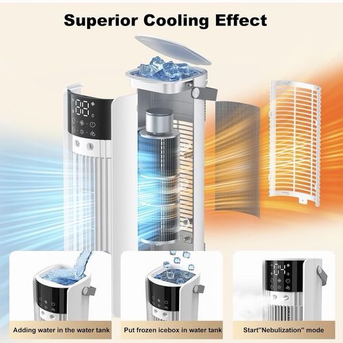 Portable Evaporative Air Cooler 920ml Tank White Remote Timer Oscillation LED — image 6