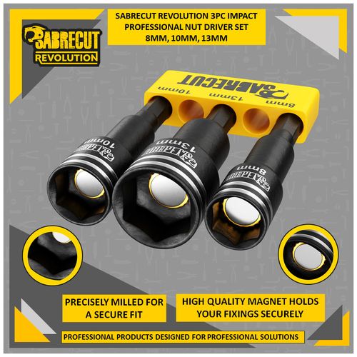 SabreCut Impact Rated Drill Driver Magnetic Nut Socket Bit Set 1/4'' Hex Drive — image 4