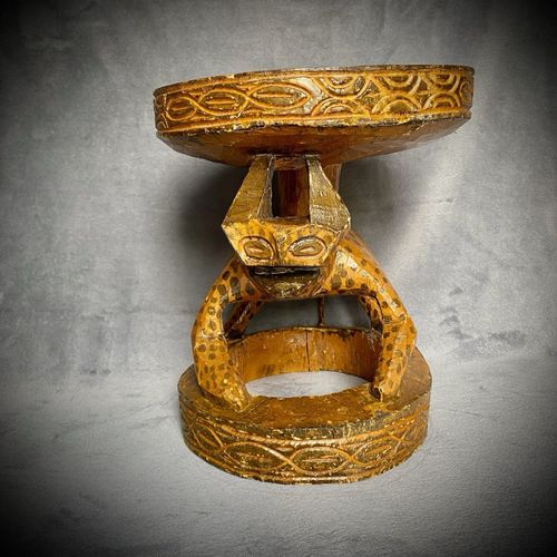 Handmade Wooden Leopard Sculpture - Stool Table - Tribal Ethnic Decor - African — image 3