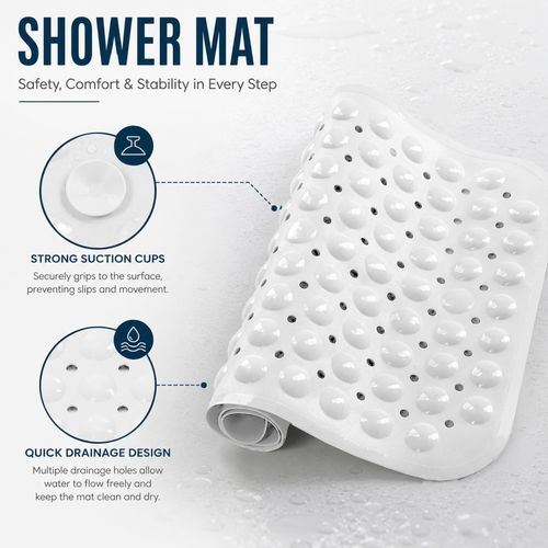Shower Mat Non Slip Bathtub Anti Mould Rubber Strong Suction Large Bath Mat — image 2