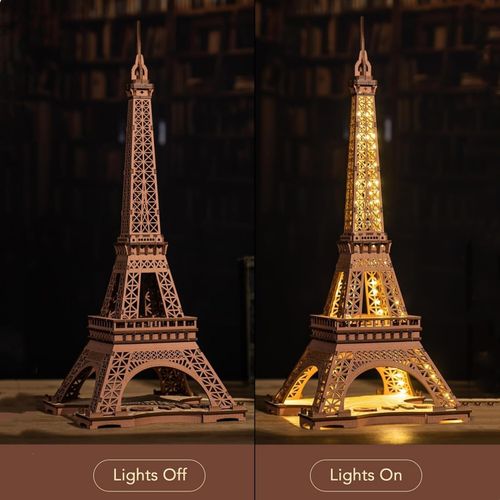 Rolife 4 lighting modes 3D Wooden Puzzle Eiffel Tower's Night DIY Model Toy — image 5