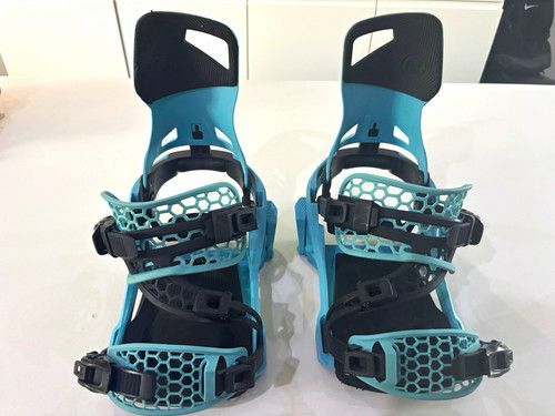 Nidecker Supermatic Snowboard Bindings XL Cyan/Black with Nidecker Bag