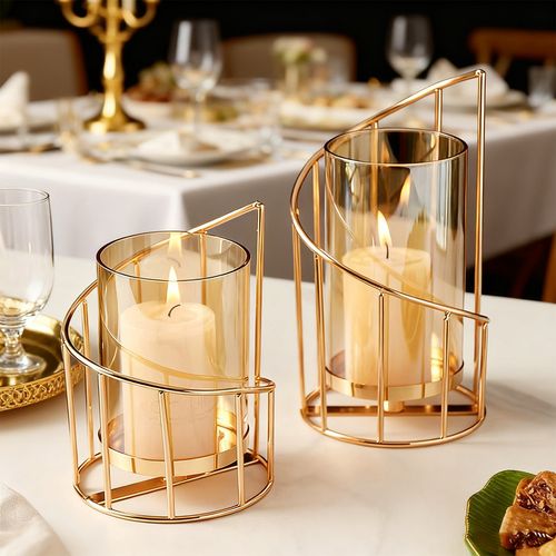 2Pcs Candle Holders Centerpiece Hurricane Candlestick For Wedding Dinning Party — image 3