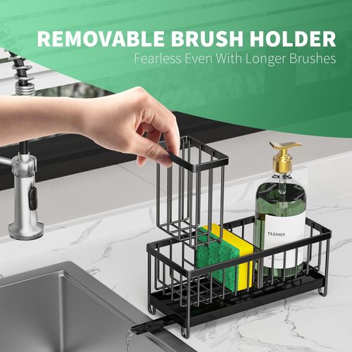 Stainless Steel Sink Caddy, Sponge Holder for Kitchen Sink with Brush Holder — image 6