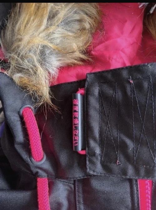 Superdry Snow Women’s Ski Jacket Grey/Pink Hooded Faux Fur Full Zip Size S — image 2