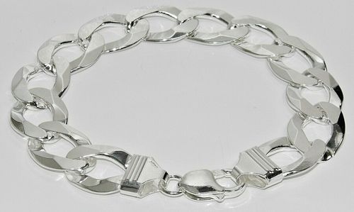 STERLING SILVER MENS BRACELET CURB - HEAVY CHUNKY 9 INCH 14mm - Solid 925 Silver — image 8