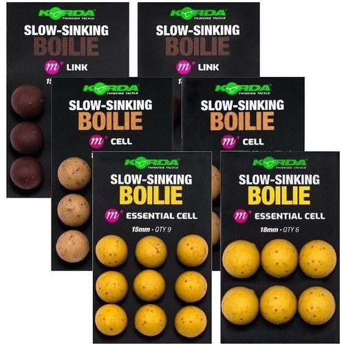 Korda Slow Sinking Boilies All Flavours  Cell - Link - Essential Cell - Iso Fish