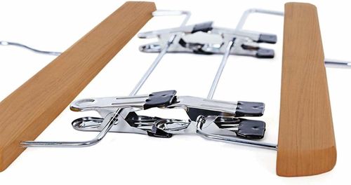 Wooden Hangers With Clips, Clamp Trousers Skirt Hangers For Clothes Space Saver — image 5