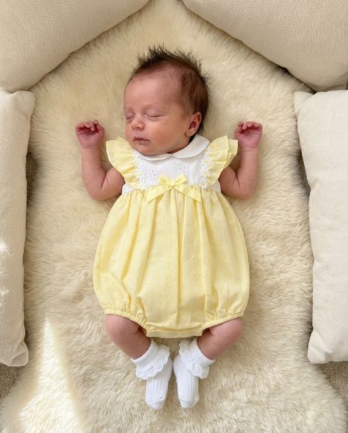 Premature Baby Girl Romper Suit Prem Tiny Frilly Bow Broderie Anglaise LEMON — image 4
