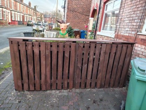 Outdoor 4-Bin Wooden Bin Store 260cm Wide Storm Proof Brown Garden Storage Shed