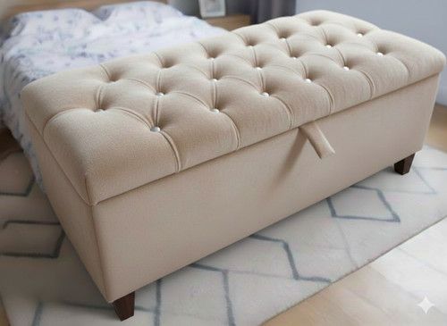 Ottoman Storage Box Chesterfield Plush Blanket Toy Box Pouffe Bench Footstool