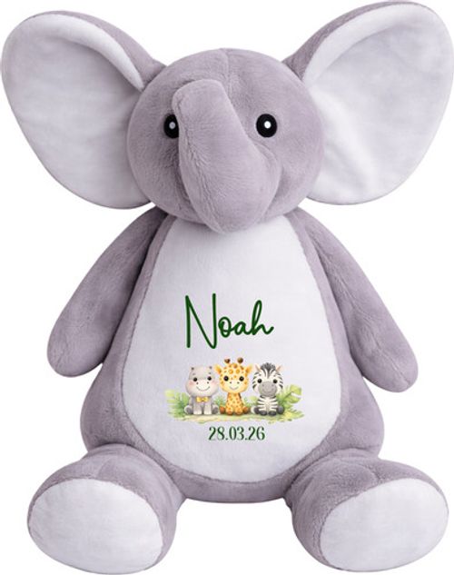 Personalised Teddy Bear Baby Boy Girl Lion Elephant Giraffe Safari Birthday Gift