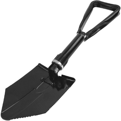 HIGHLANDER DOUBLE FOLDING SHOVEL HEAVY DUTY HIKING SURVIVAL STEEL SPADE BLACK