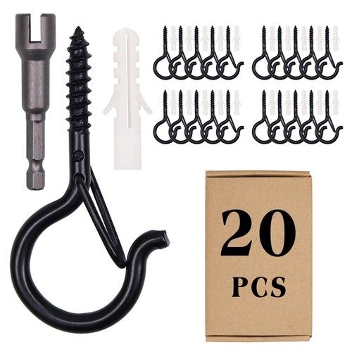 2.36in Safety Screw Eye Hooks Metal Ceiling Hooks for Plants Bird Feeders 30PCS