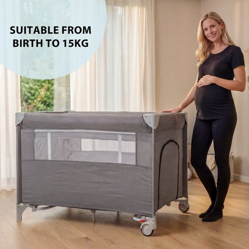 Baby Baby Crib with Mattress 125 x 66cm, Folding Travel Cot and Playpen Ctoehfvh — image 4