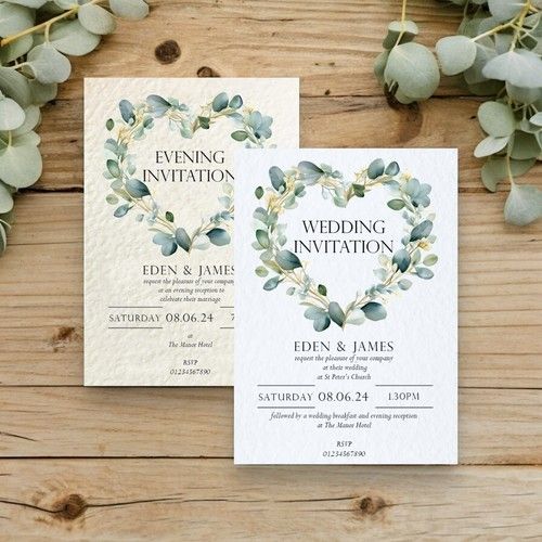 Wedding Invitations, RSVP, Gift Wish Poem Cards, Information, Menus Eucalyptus