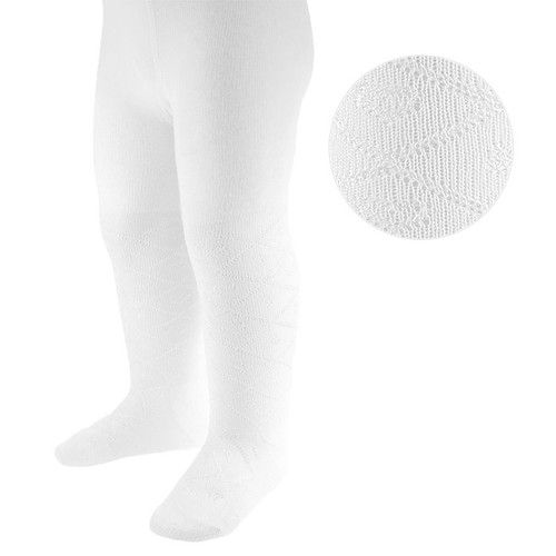 Baby Girls White Tights Cotton Blend Newborn 0-24 Months