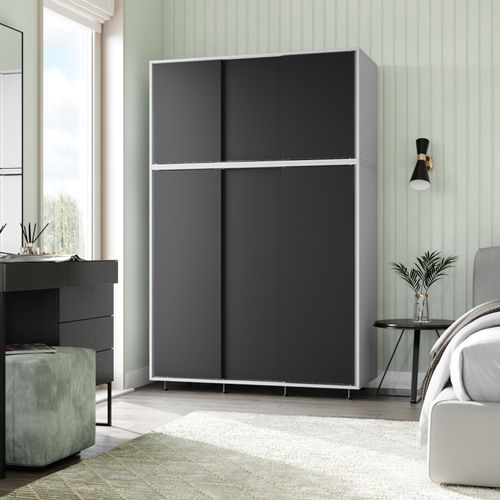 6 Sliding Doors Wardrobe Bedroom Storage Closet Clothes Hanging Rail Cupboard — image 1