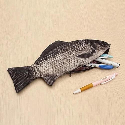 Fish-Shaped Pencil Bag – Realistic Carp Pen Case Makeup Pouch with Zipper — image 2