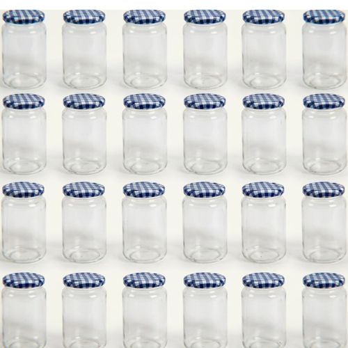 Nutley's 24 × 370ml, 1lb Jam Jars with Twist Off Blue Gingham Lids – Glass Jars — image 1