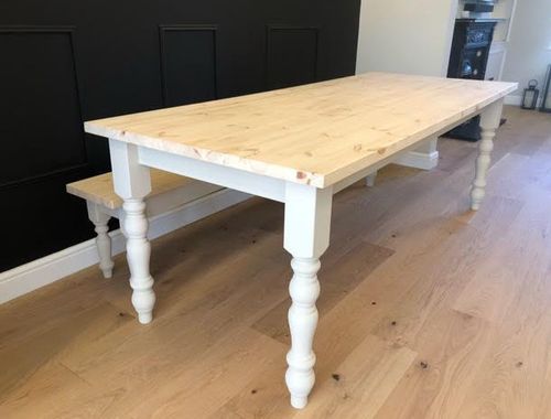 Farmhouse Dining Table And Bench Sets Handmade Dining Table Set Rustic Dining — image 6