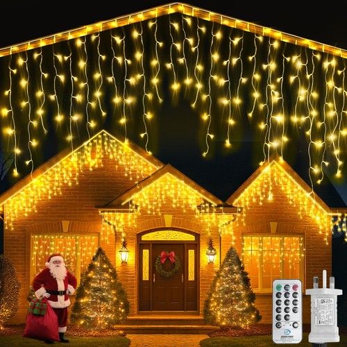 Christmas Icicle Lights LED Mains Plug In Outdoor Xmas Garden 660-880LED
