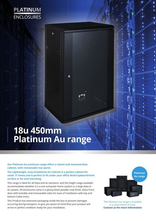 Platinum Enclosures 18u 450mm Deep Wall Mounted Data Cabinet 19 Inch Sever Rack — image 3