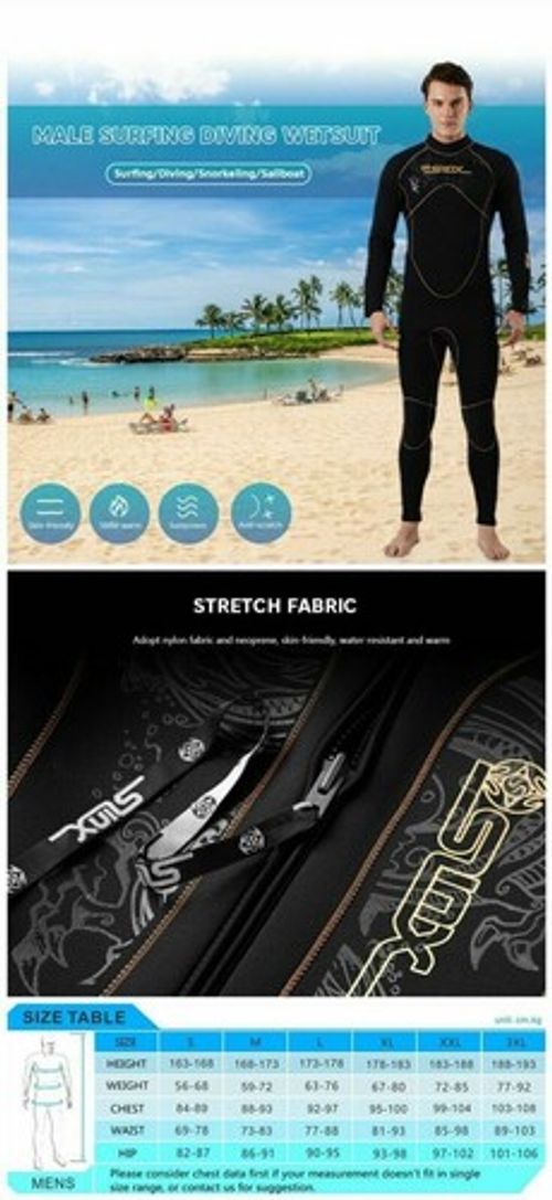Superb Quality!!  Man 5mm or 3mm Neoprene Full Length Warm Swim Wetsuit