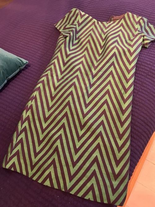 Rare Vintage 1960s Jean Varon John Bates Chevron Mod Mini Dress UK 10