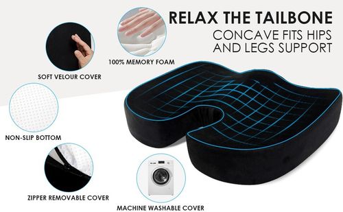 Cushion Seat Pillow Orthopaedic Coccyx Back Pain Relief Memory Foam Office Chair — image 12