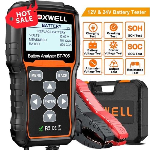 FOXWELL BT705 12V 24V Battery Load Tester Cranking &Charging Alternator Analyzer