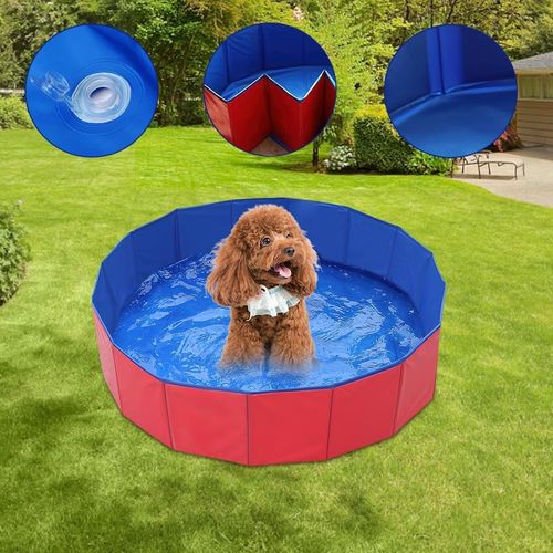 Foldable Dog Pool Thickened Pet Bath Tub W/Drain Valve Outdoor Pet Bathing Tub — image 14