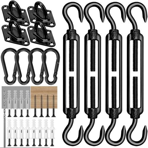 M6 Awning Attachment Set, Heavy Duty Sun Shade Sail 1 cm x 1 cm, M6-45 Black
