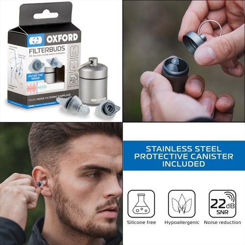 Oxford FilterBuds Motorcycle Motorbike Ear Plugs Hypoallergenic White Pack of 2