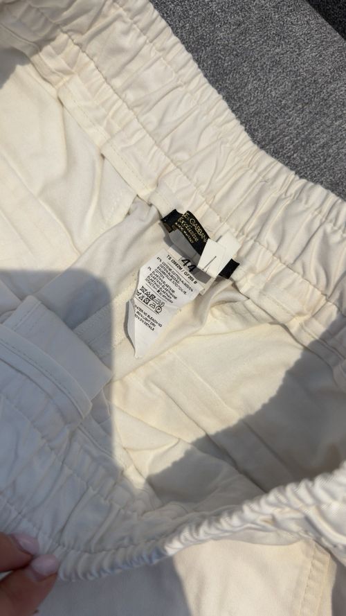 Dolce & Gabbana Men’s White Cargo Trousers 44 Tapered Elastic Drawstring — image 4