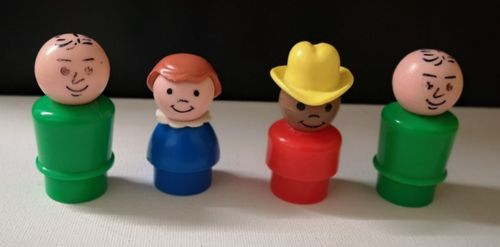 Vintage Fisher Price Little People School Bus Pull Along Toy & Cars With Figures — image 11