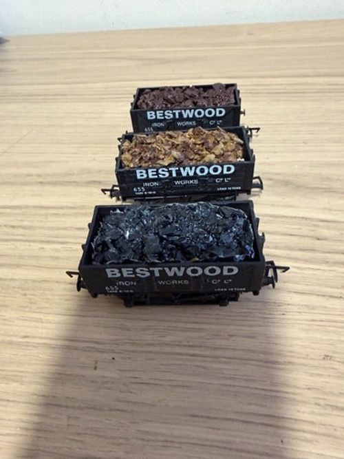 OO Gauge Open Wagon 'Bestwood Iron Works' X3 Loaded with  Coal