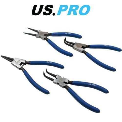 US PRO Tools 4 Piece 7" Circlip Pliers Set - Internal External Bent & Straight