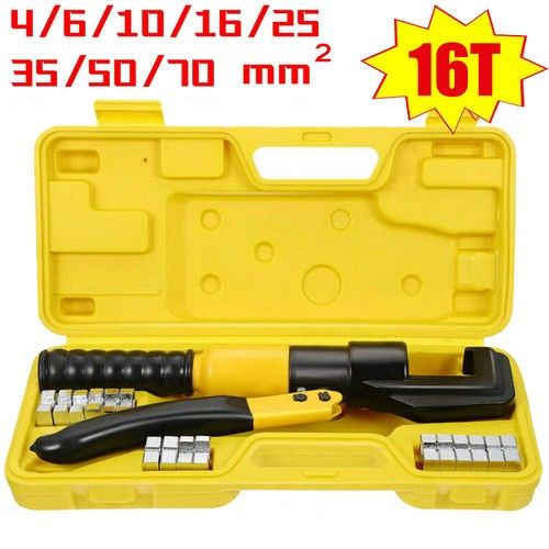 16 Ton 11 Dies Hydraulic Crimper Wire Battery Cable Lug Terminal Crimping Tool