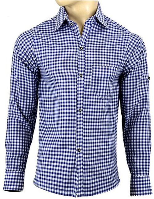 Men's Traditional German Bavarian Oktoberfest Lederhosen Trachten Check Shirt